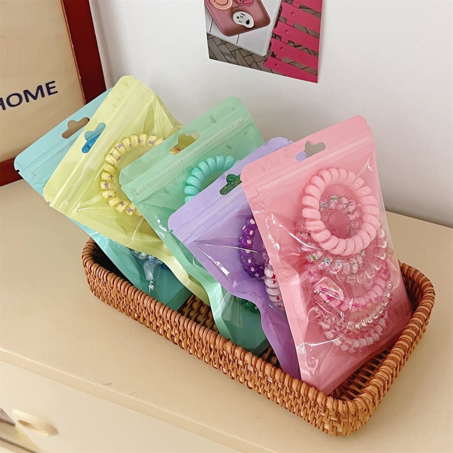 Wholesale Candy Colored Telephone Lines, Plastic Hair Rings